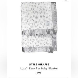 Little giraffe, luxe faux baby blanket silver NWT